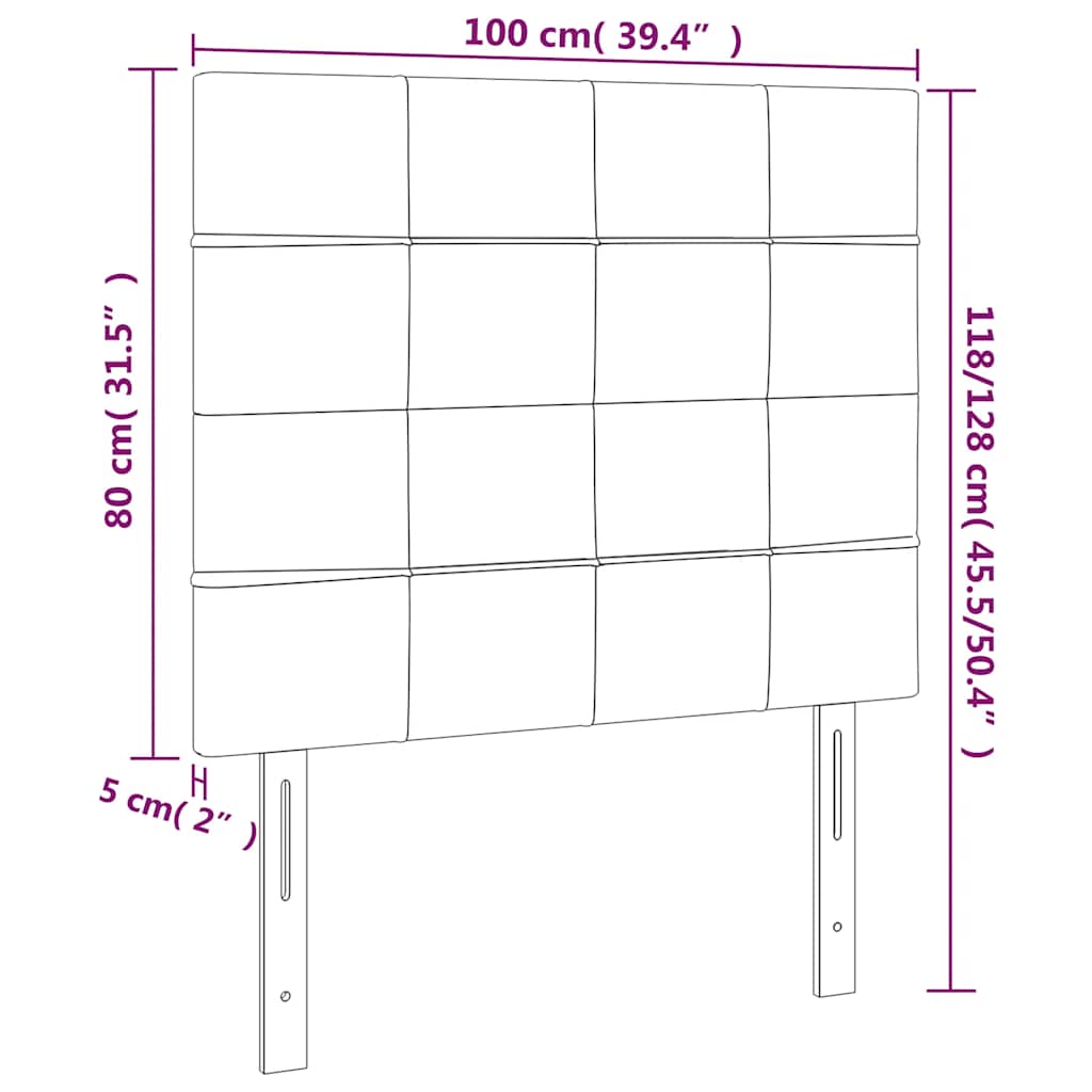 LED uzglavlje tamnoplavo 100x5x118/128 cm baršunasto
