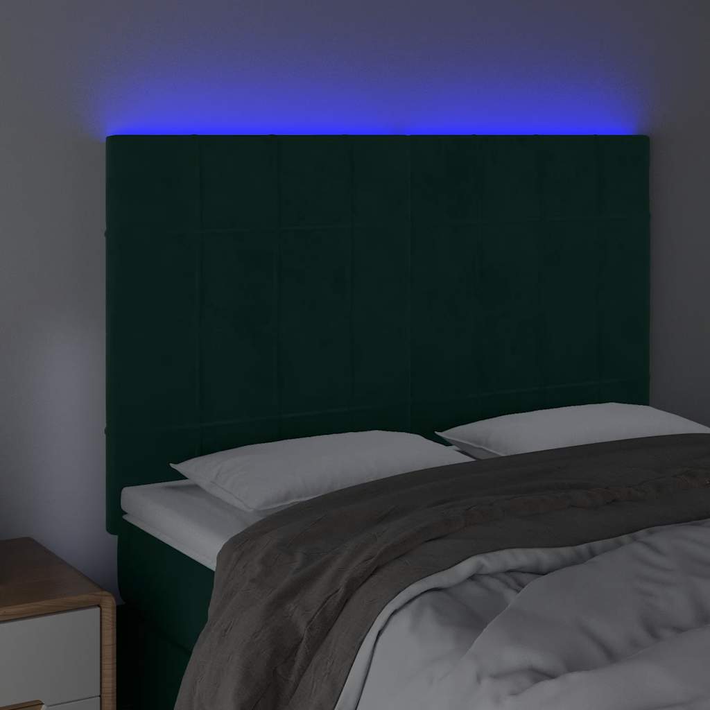 LED uzglavlje tamnozeleno 144x5x118/128 cm baršunasto