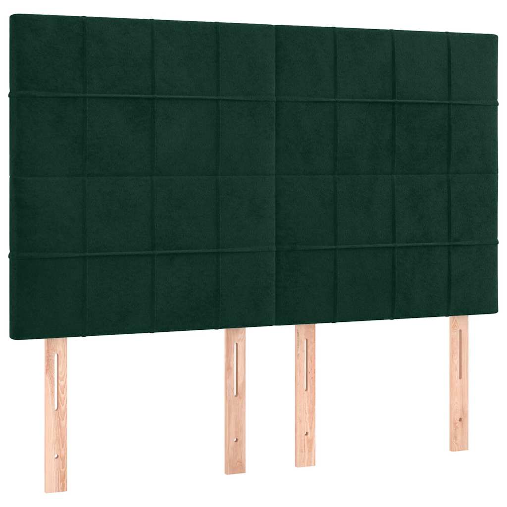 LED uzglavlje tamnozeleno 144x5x118/128 cm baršunasto
