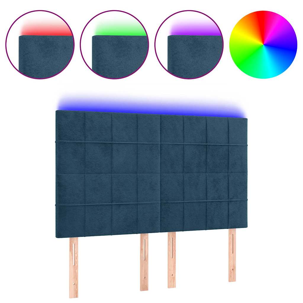 LED uzglavlje tamnoplavo 144x5x118/128 cm baršunasto