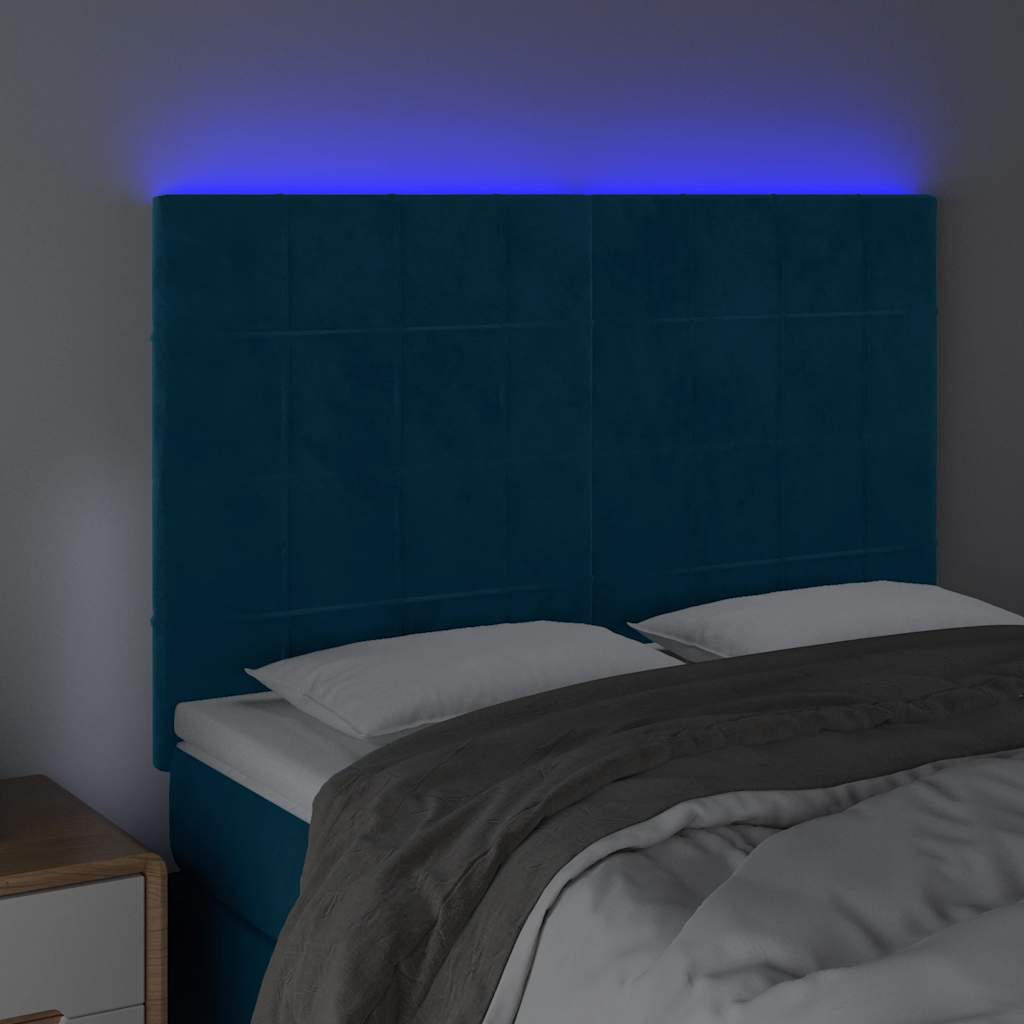 LED uzglavlje tamnoplavo 144x5x118/128 cm baršunasto