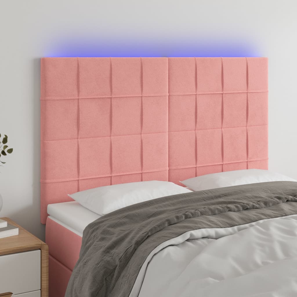 LED uzglavlje ružičasto 144x5x118/128 cm baršunasto