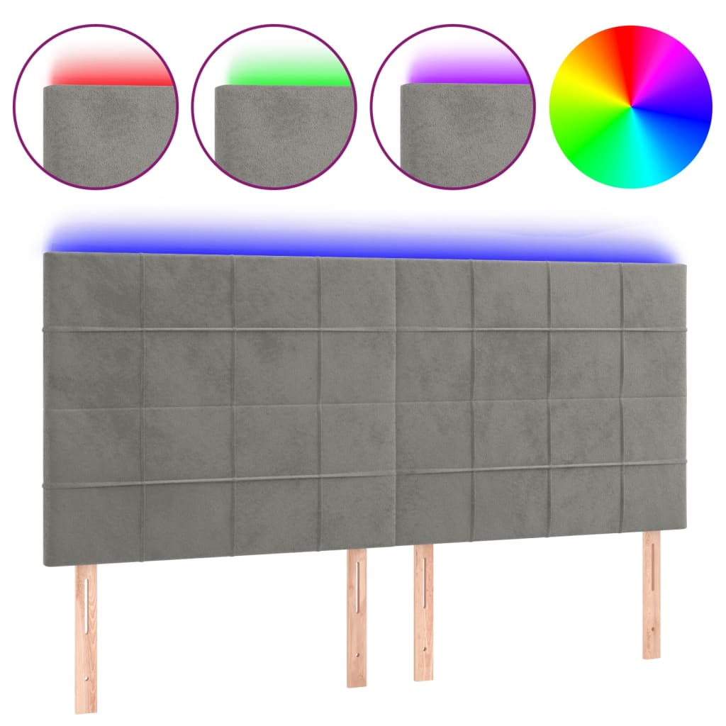 LED uzglavlje svjetlosivo 160x5x118/128 cm baršunasto