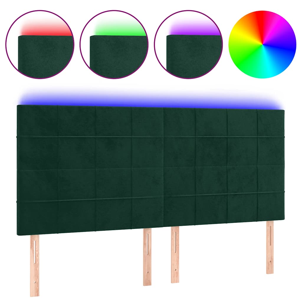 LED uzglavlje tamnozeleno 180x5x118/128 cm baršunasto