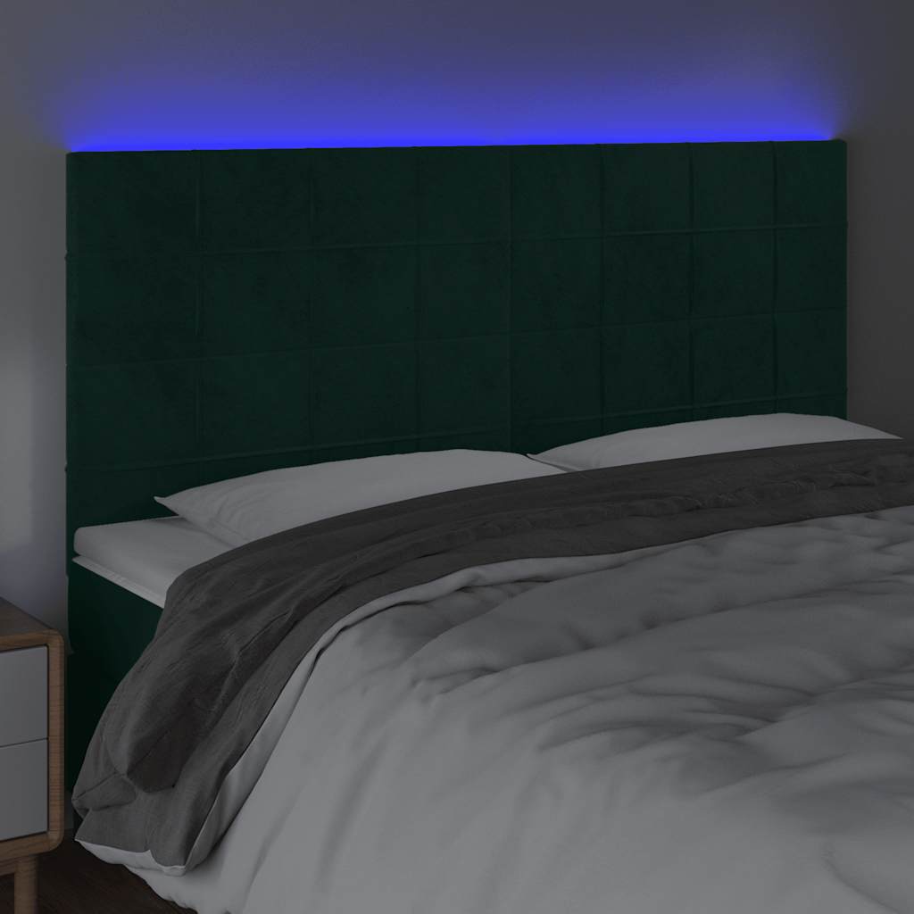LED uzglavlje tamnozeleno 180x5x118/128 cm baršunasto