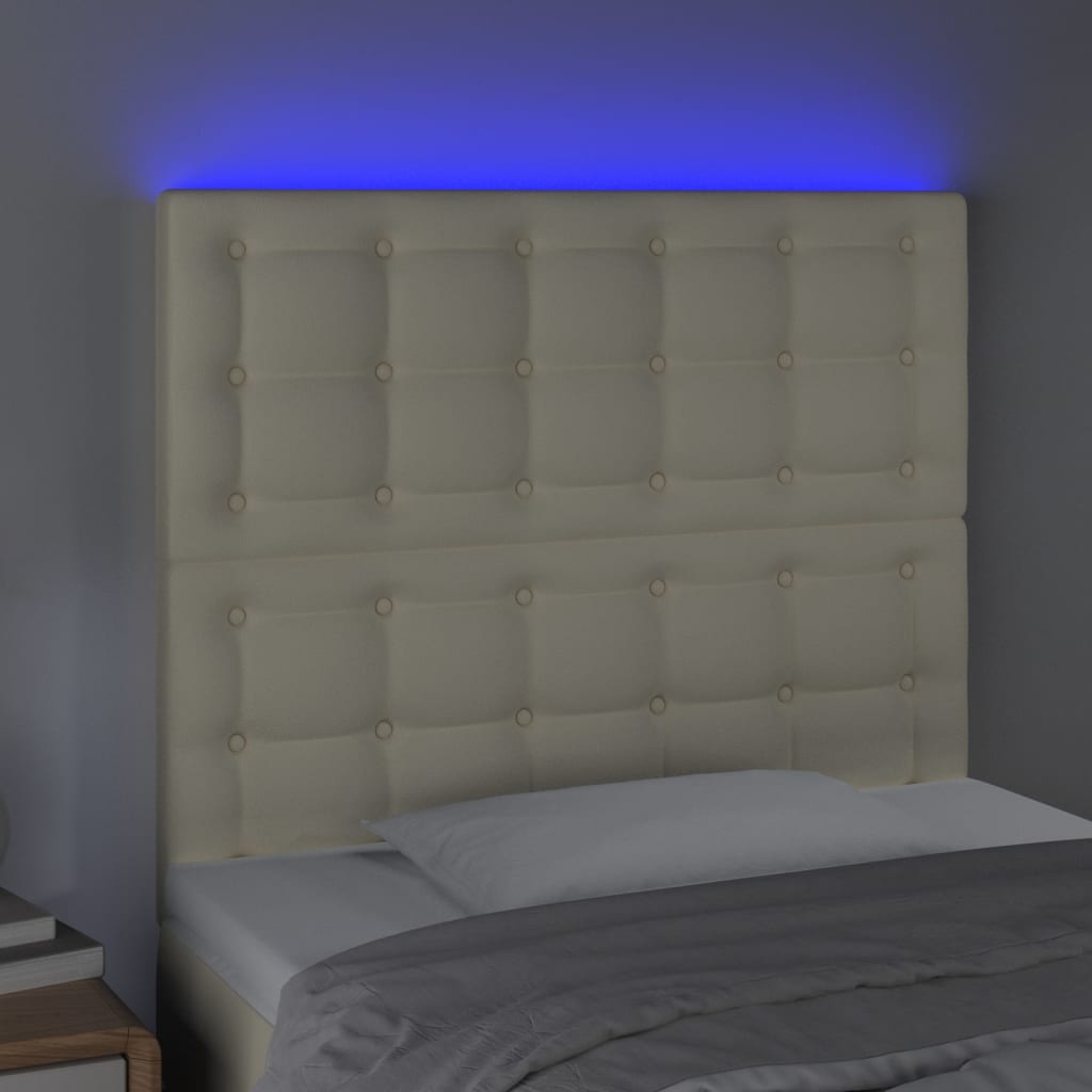 LED uzglavlje krem 80x5x118/128 cm od umjetne kože