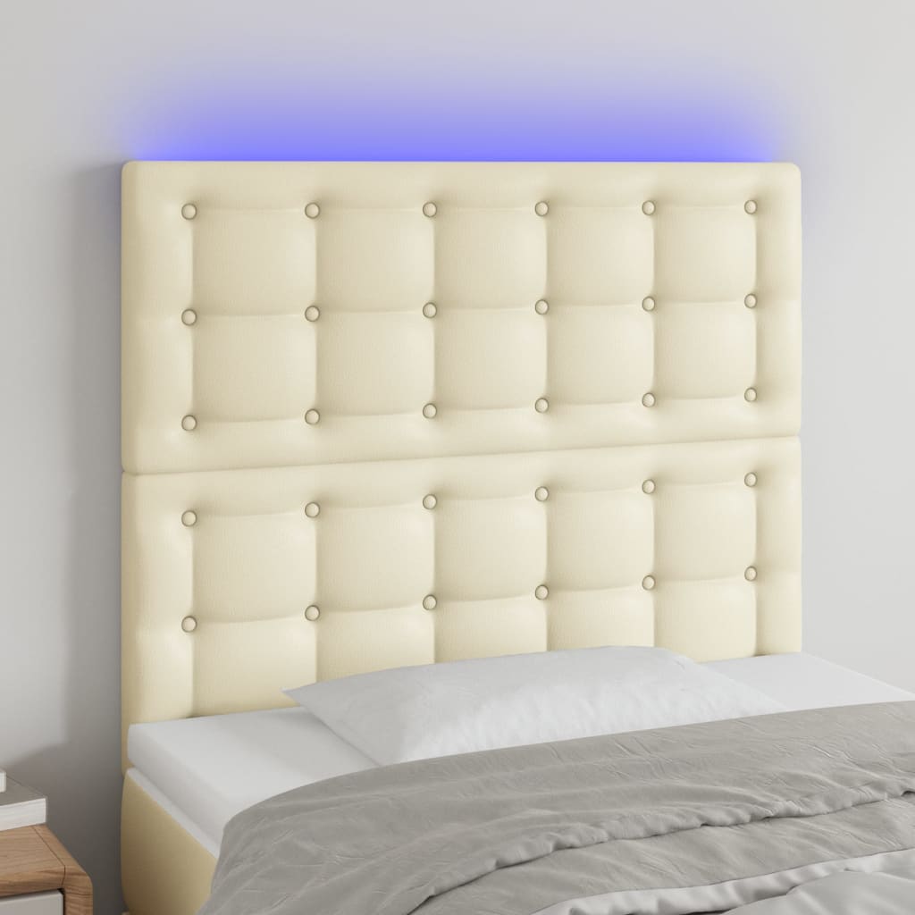 LED uzglavlje krem 80x5x118/128 cm od umjetne kože