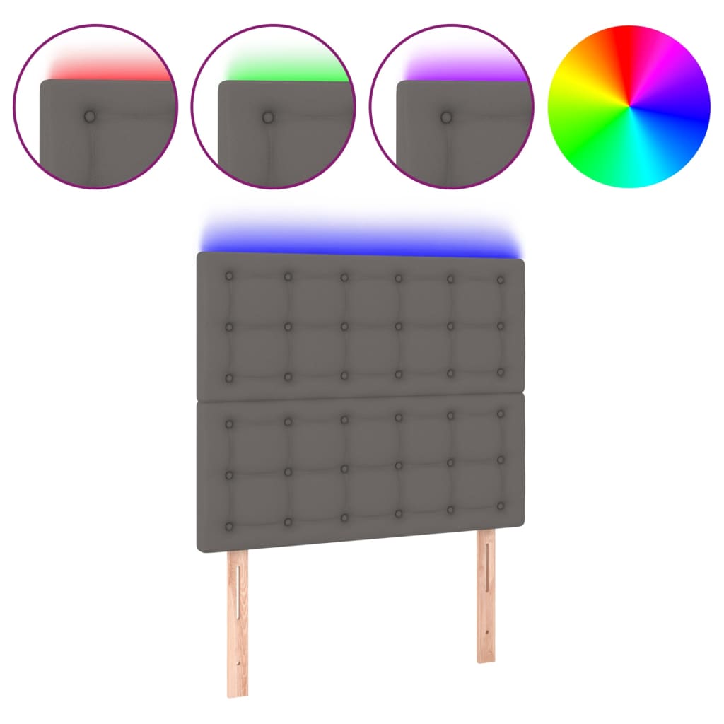 LED uzglavlje sivo 80x5x118/128 cm od umjetne kože
