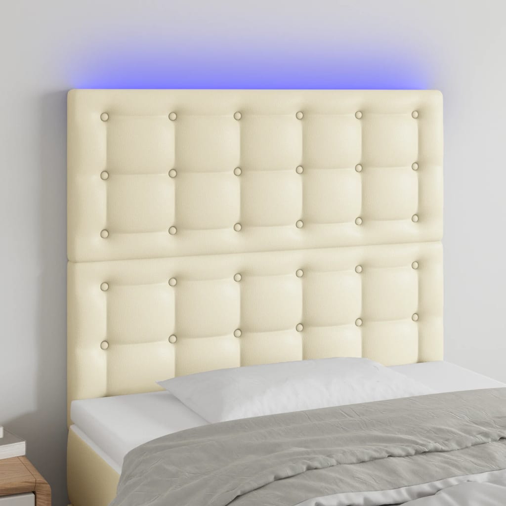 LED uzglavlje krem 90x5x118/128 cm od umjetne kože