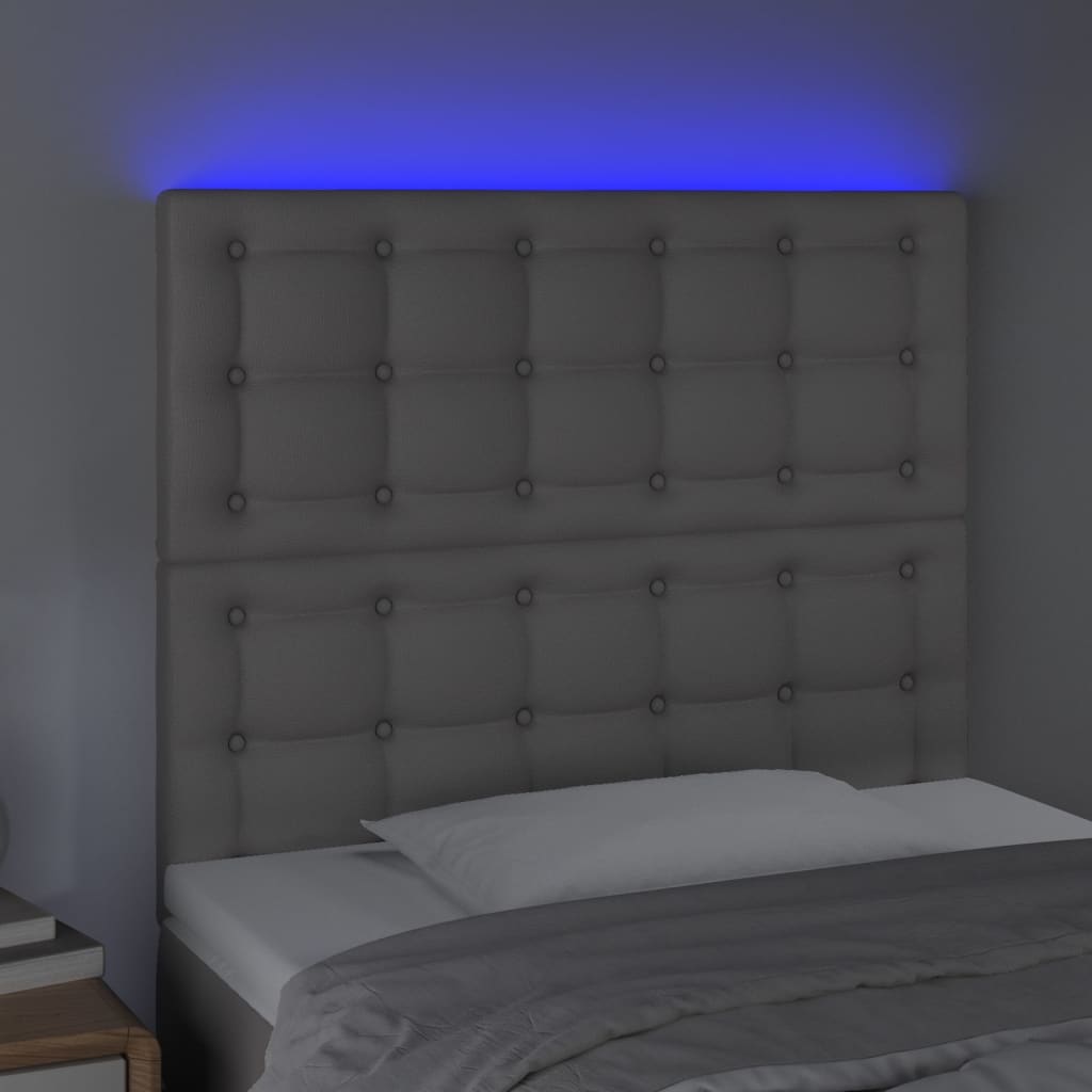 LED uzglavlje sivo 100x5x118/128 cm od umjetne kože