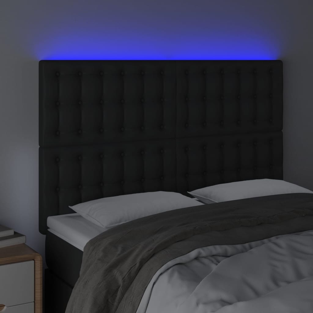 LED uzglavlje crno 144x5x118/128 cm od umjetna koža