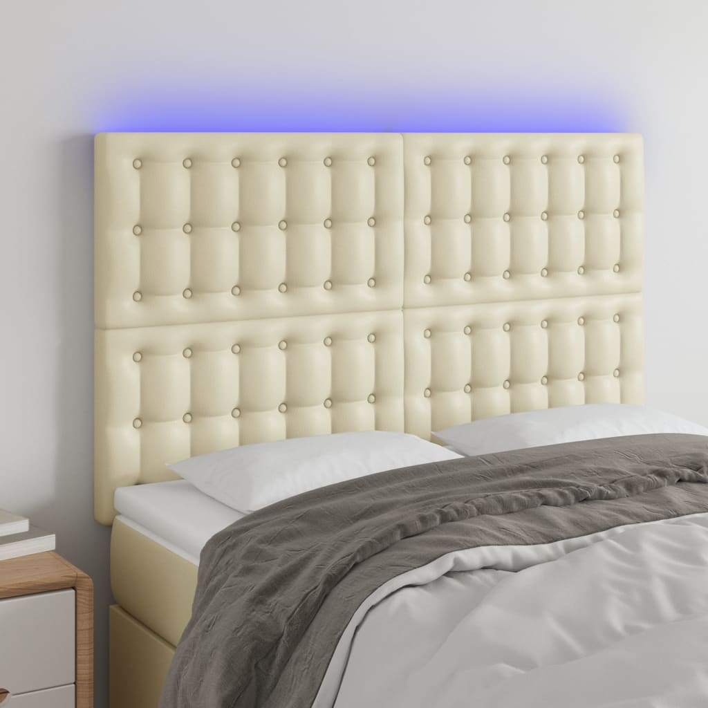 LED uzglavlje krem 144x5x118/128 cm od umjetne kože
