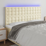 LED uzglavlje krem 160x5x118/128 cm od umjetne kože