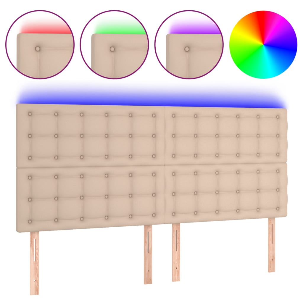 LED uzglavlje boja cappuccina 160x5x118/128cm od umjetna koža