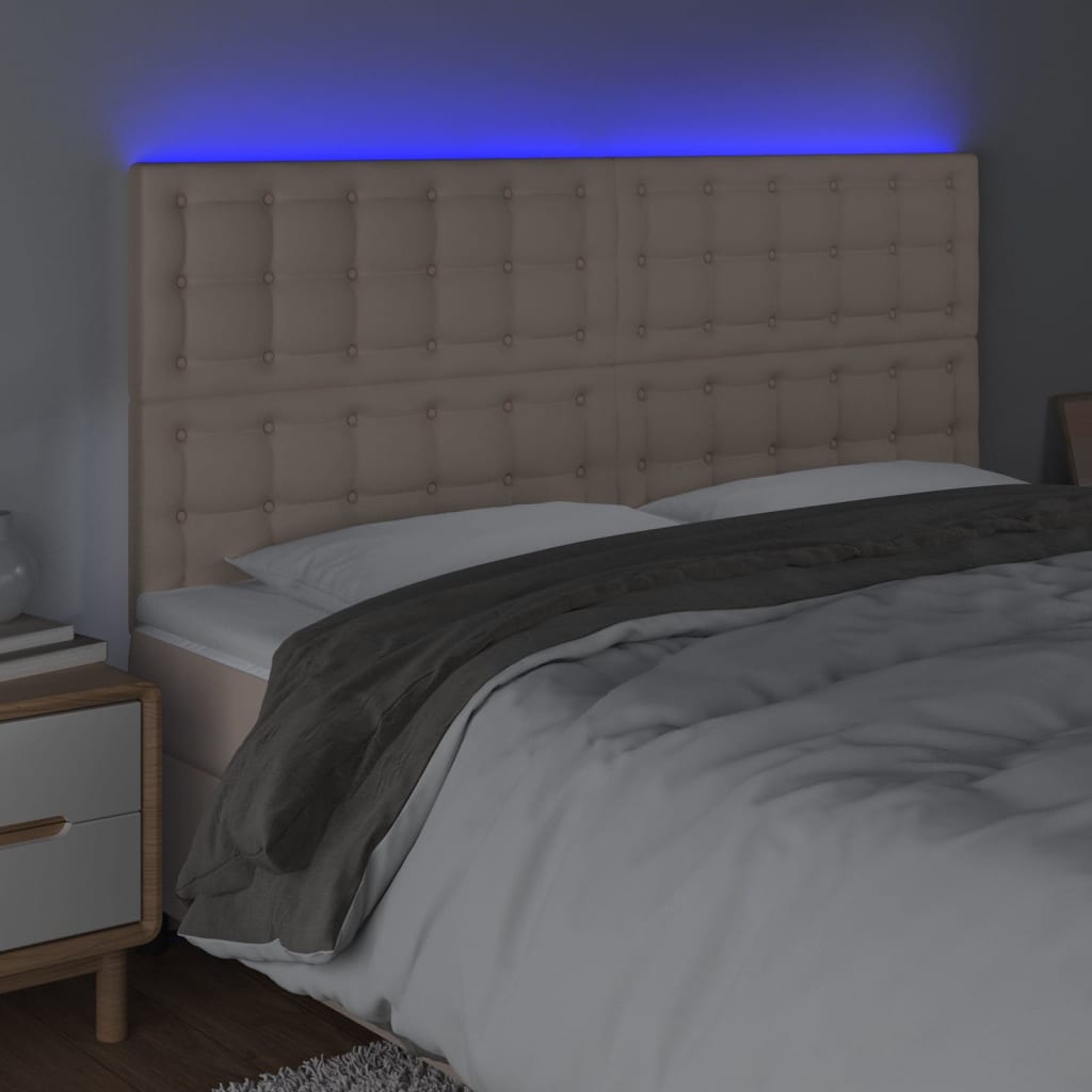 LED uzglavlje boja cappuccina 160x5x118/128cm od umjetna koža