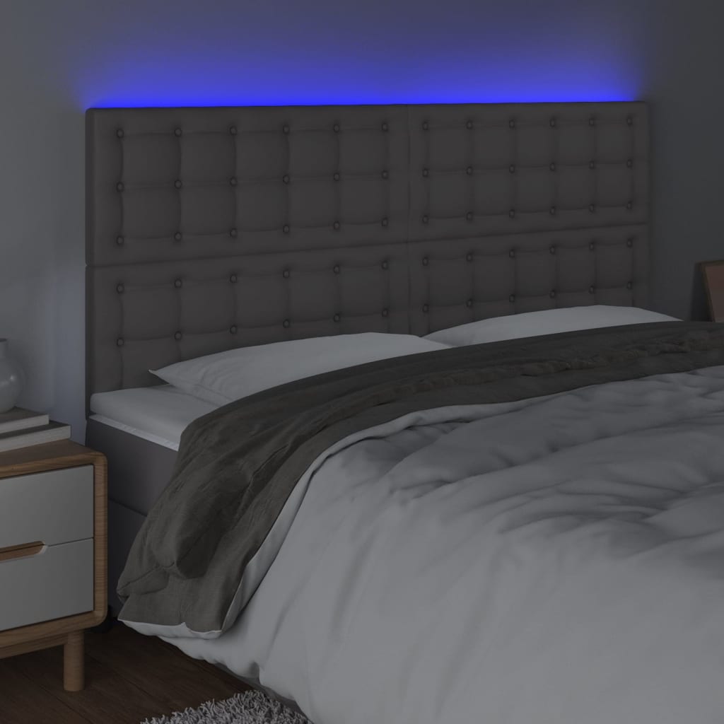 LED uzglavlje sivo 180x5x118/128 cm od umjetne kože