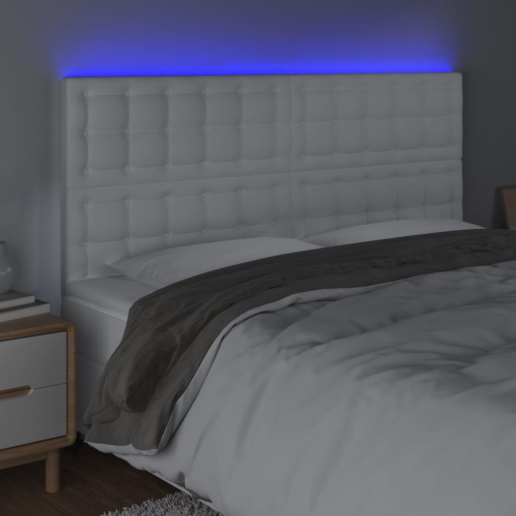 LED uzglavlje bijelo 200x5x118/128 cm od umjetne kože