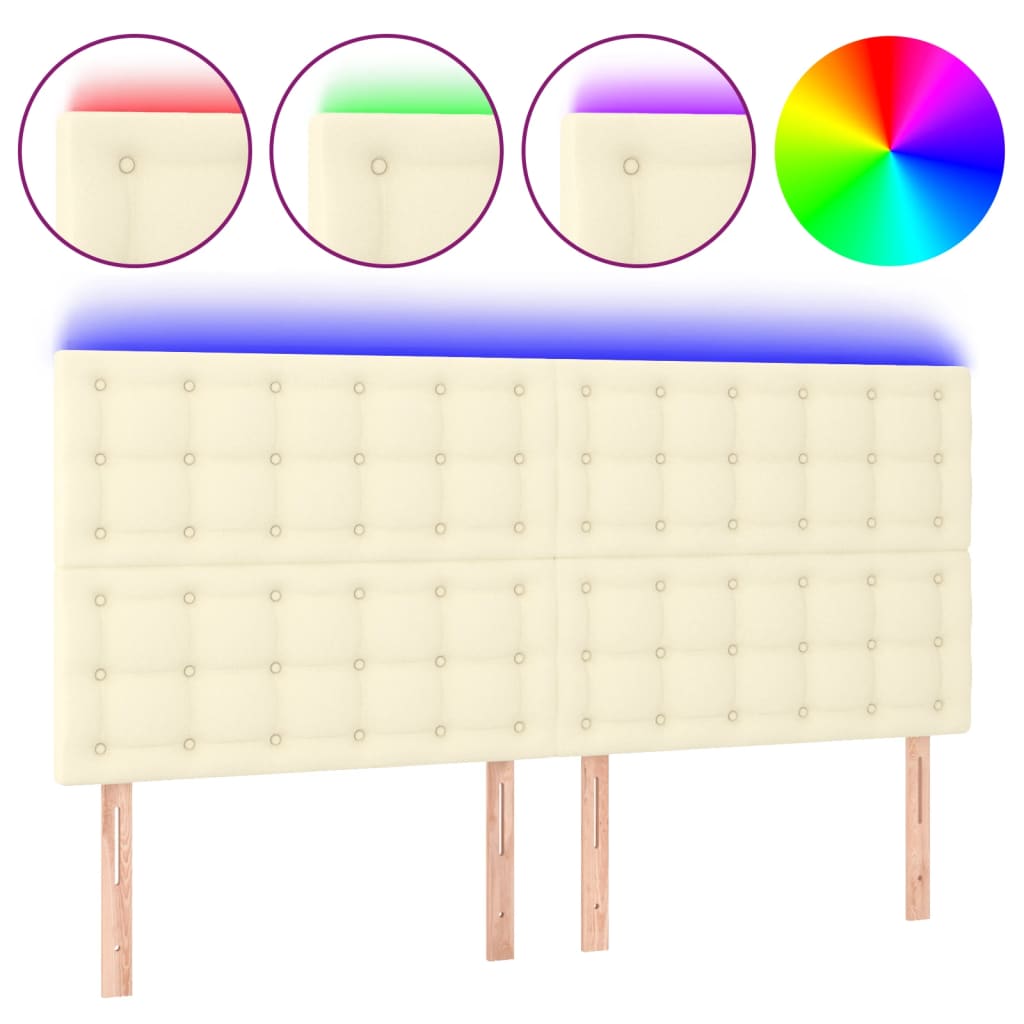 LED uzglavlje krem 200x5x118/128 cm od umjetne kože