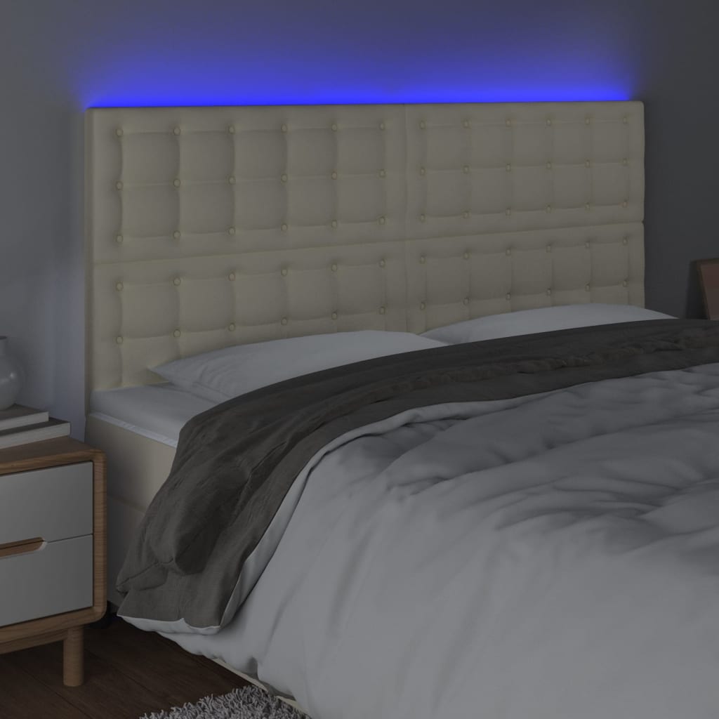 LED uzglavlje krem 200x5x118/128 cm od umjetne kože