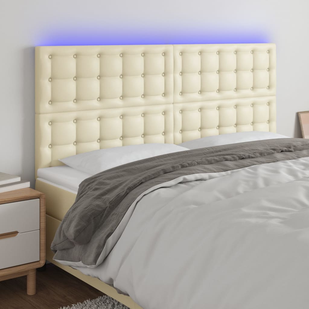 LED uzglavlje krem 200x5x118/128 cm od umjetne kože