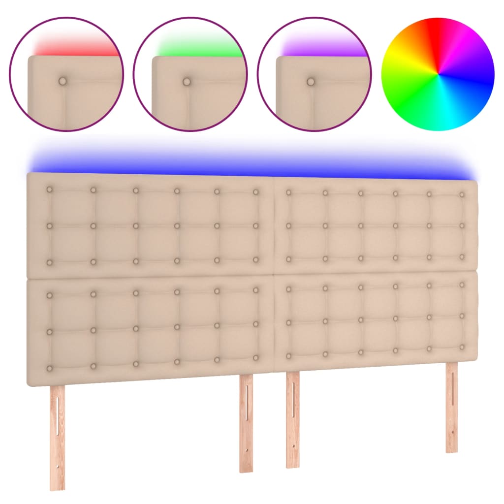 LED uzglavlje boja cappuccina 200x5x118/128 cm od umjetna koža