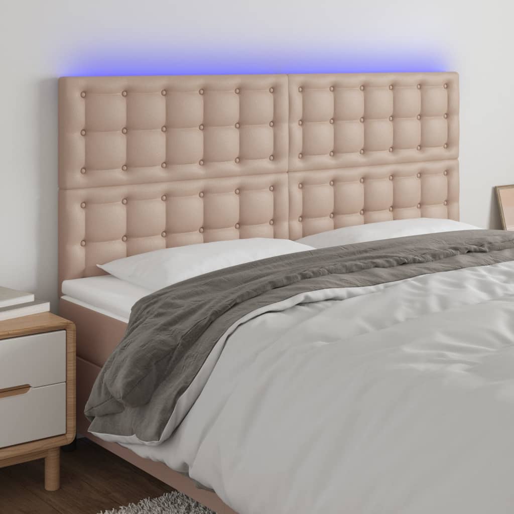 LED uzglavlje boja cappuccina 200x5x118/128 cm od umjetna koža
