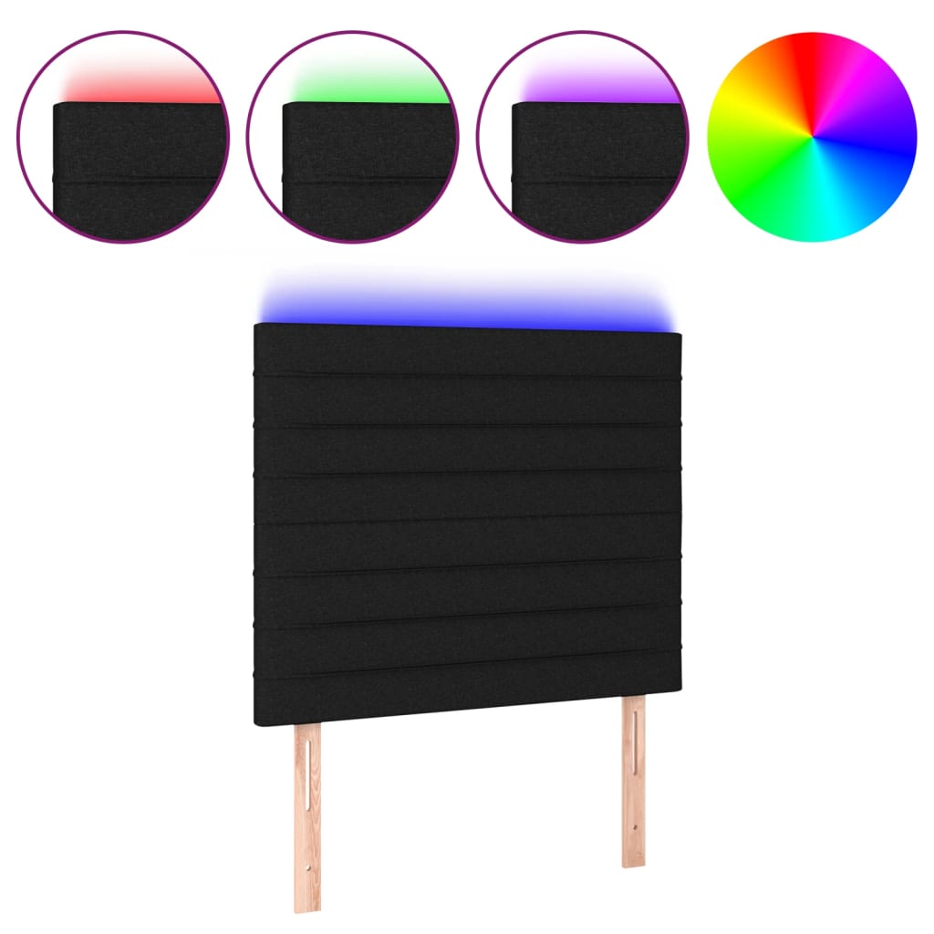 LED uzglavlje crno 90x5x118/128 cm od tkanine