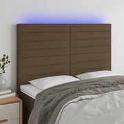 LED uzglavlje tamnosmeđe 144x5x118/128 cm od tkanine
