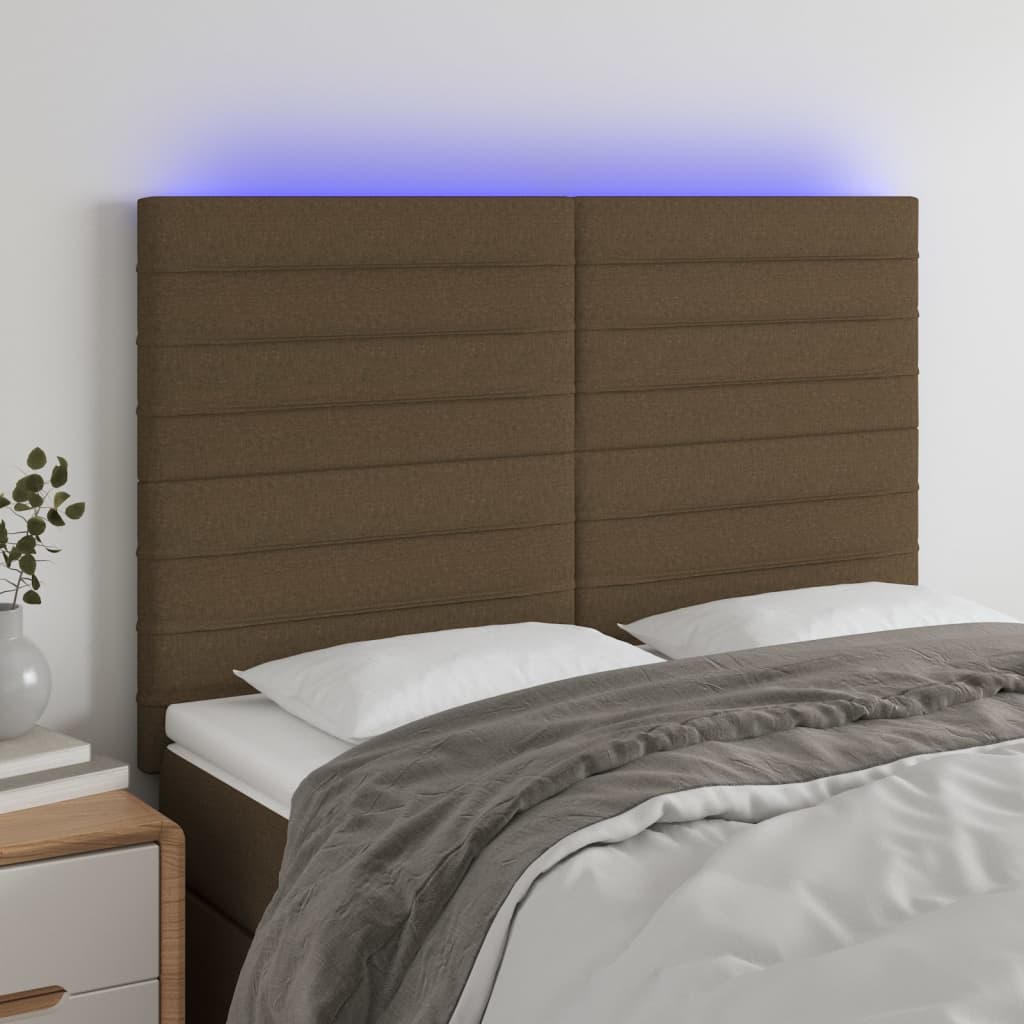 LED uzglavlje tamnosmeđe 144x5x118/128 cm od tkanine