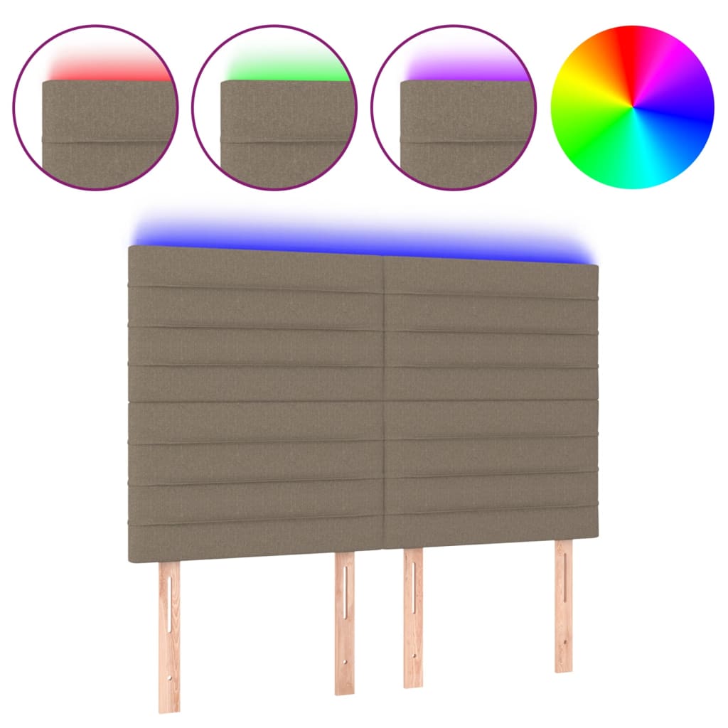 LED uzglavlje smeđesivo 144x5x118/128 cm od tkanine