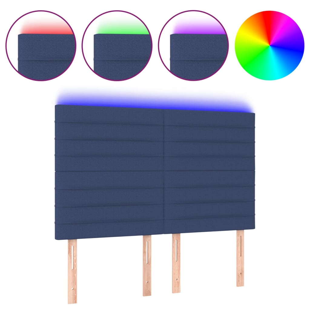 LED uzglavlje plavo 144x5x118/128 cm od tkanine