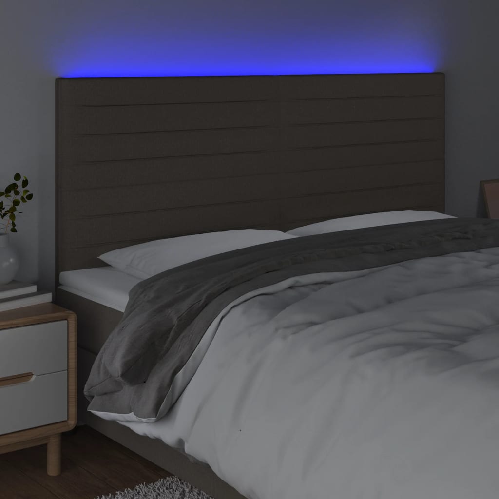 LED uzglavlje smeđesivo 160x5x118/128 cm od tkanine