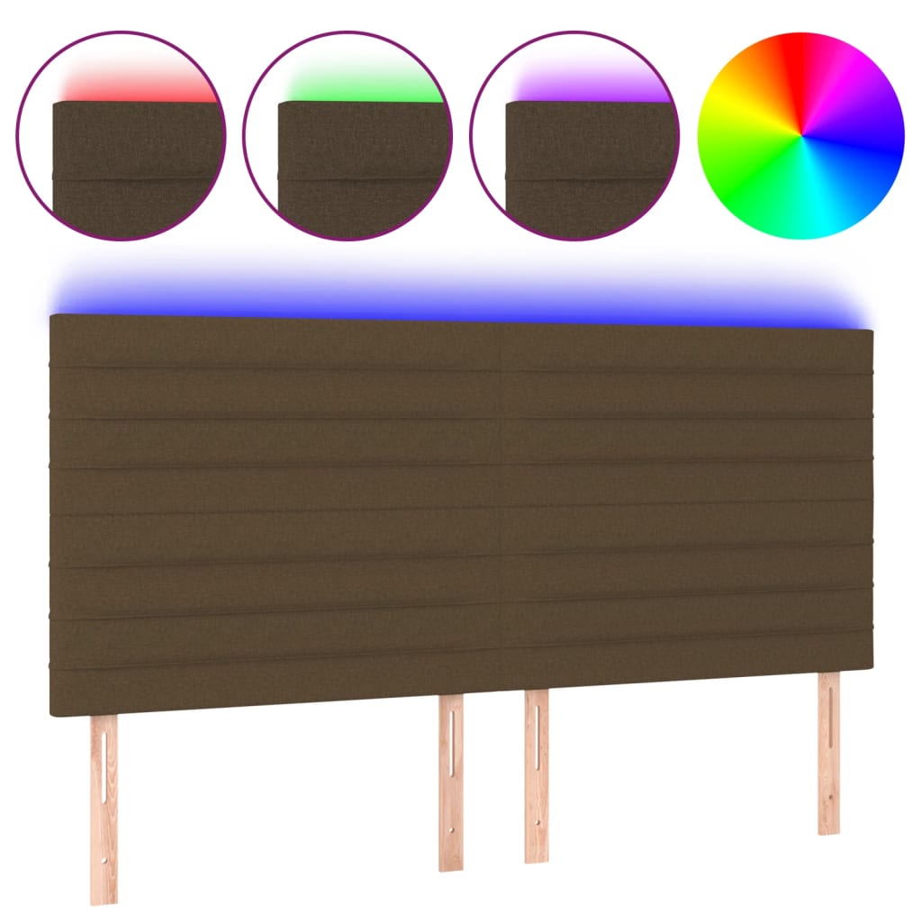 LED uzglavlje tamnosmeđe 180x5x118/128 cm od tkanine
