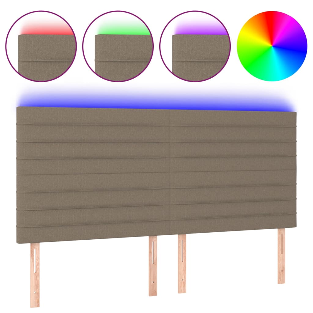 LED uzglavlje smeđesivo 180x5x118/128 cm od tkanine