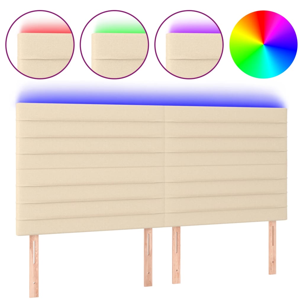 LED uzglavlje krem 180x5x118/128 cm od tkanine