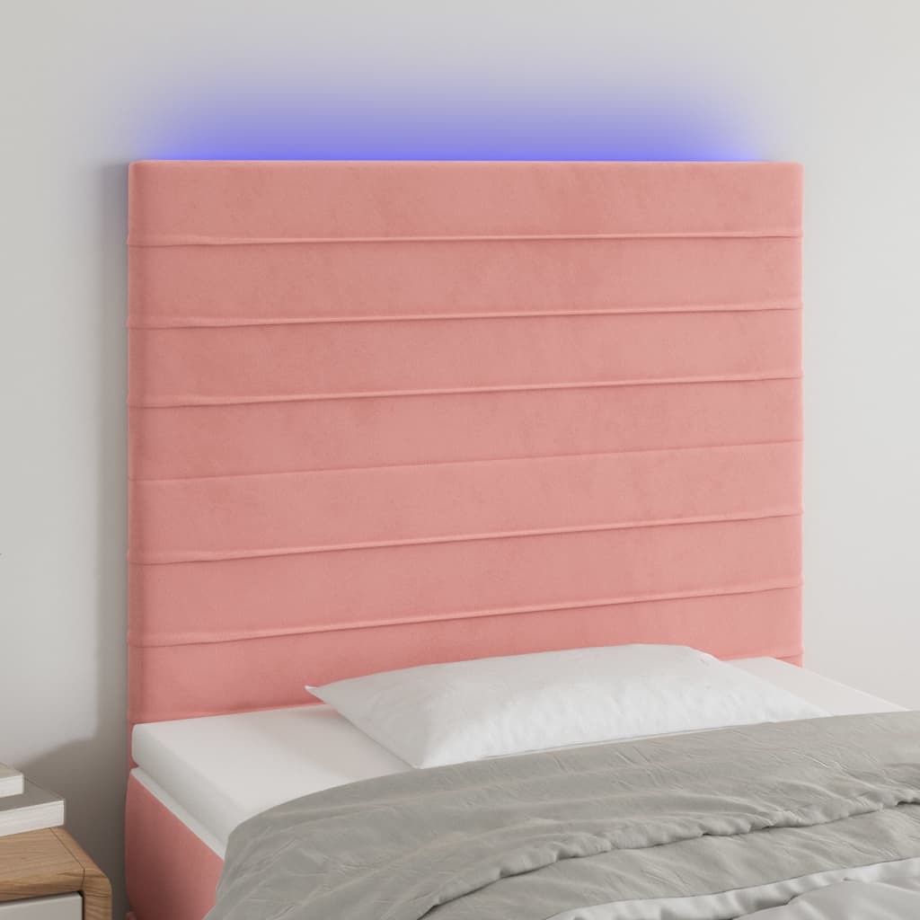 LED uzglavlje ružičasto 80x5x118/128 cm baršunasto