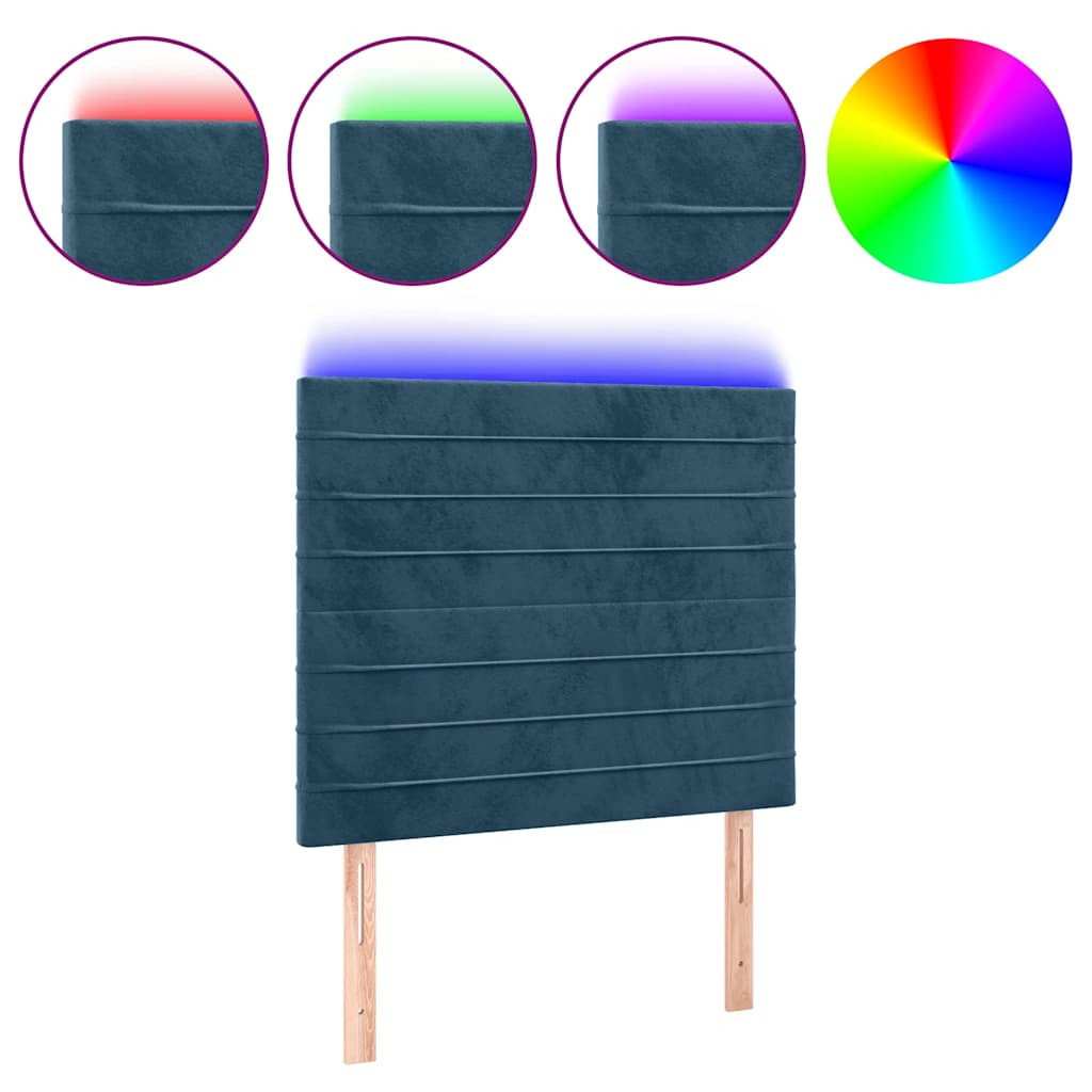 LED uzglavlje tamnoplavo 90x5x118/128 cm baršunasto