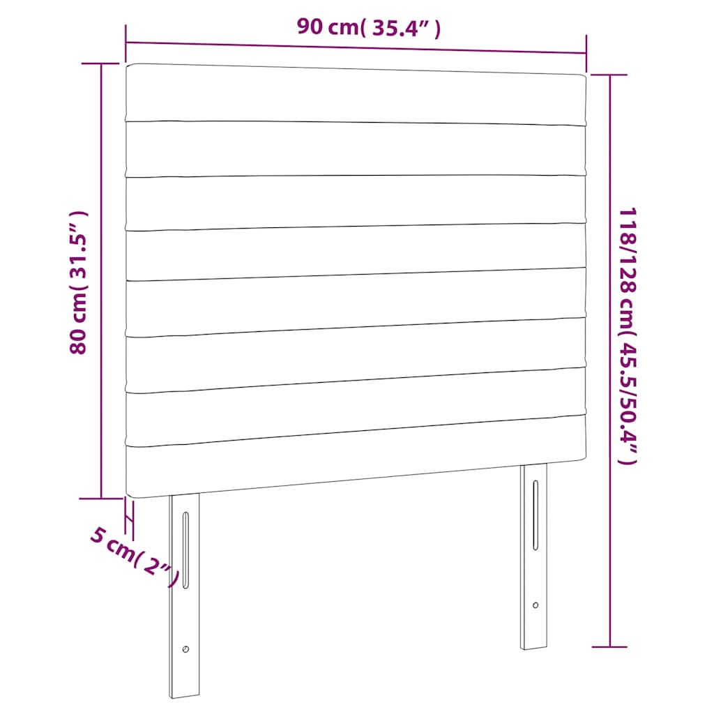 LED uzglavlje tamnoplavo 90x5x118/128 cm baršunasto