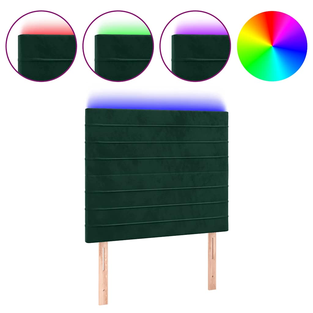 LED uzglavlje tamnozeleno 100x5x118/128 cm baršunasto