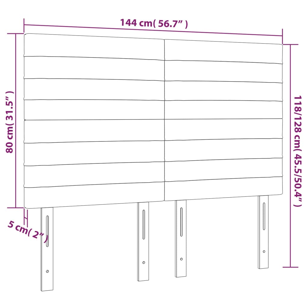 LED uzglavlje svjetlosivo 144x5x118/128 cm baršunasto