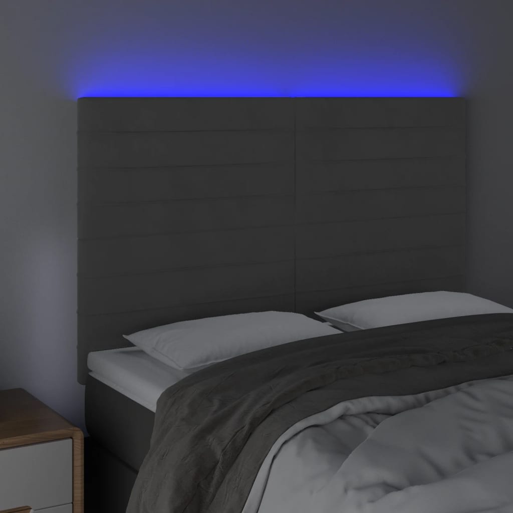 LED uzglavlje tamnosivo 144x5x118/128 cm baršunasto