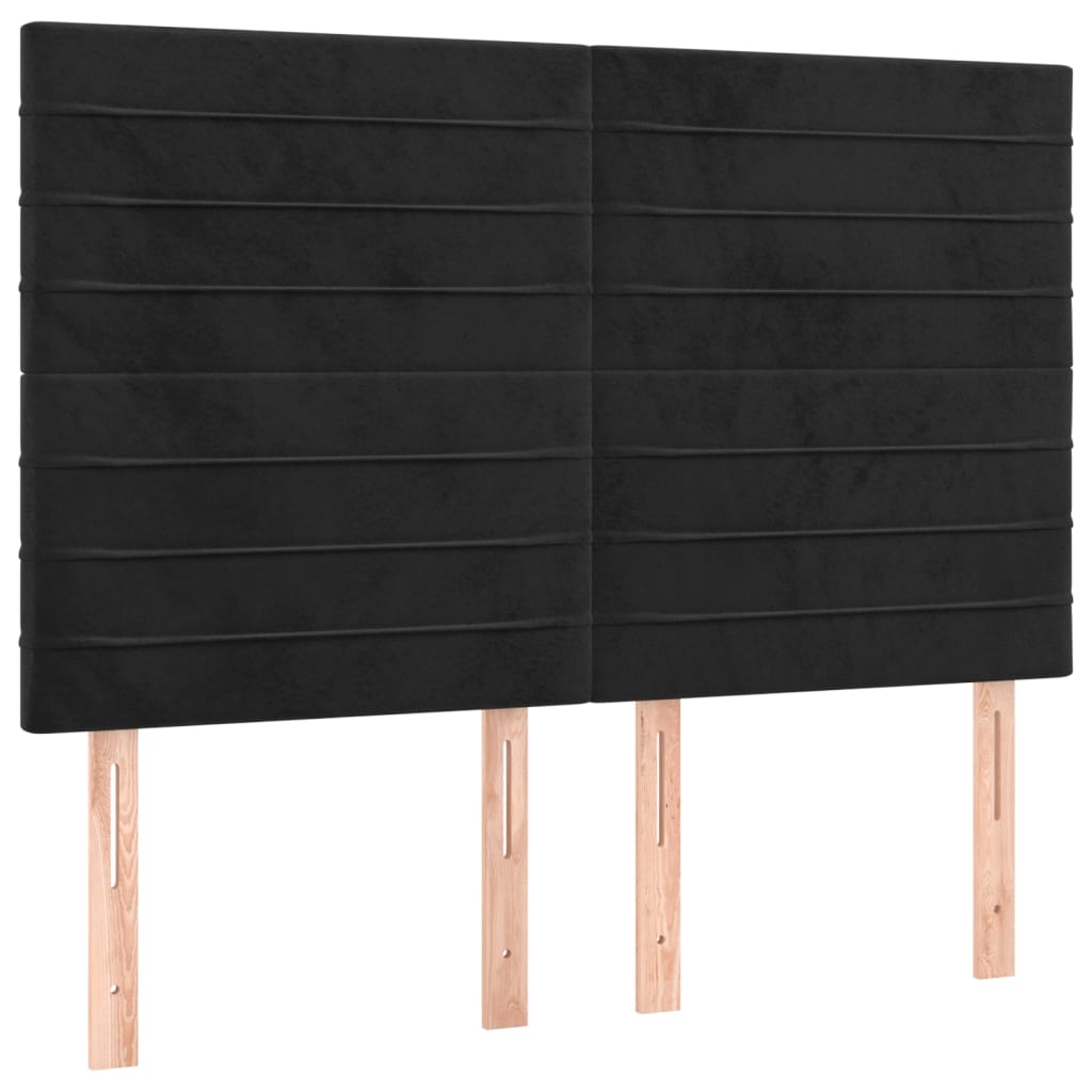 LED uzglavlje crno 144x5x118/128 cm baršunasto
