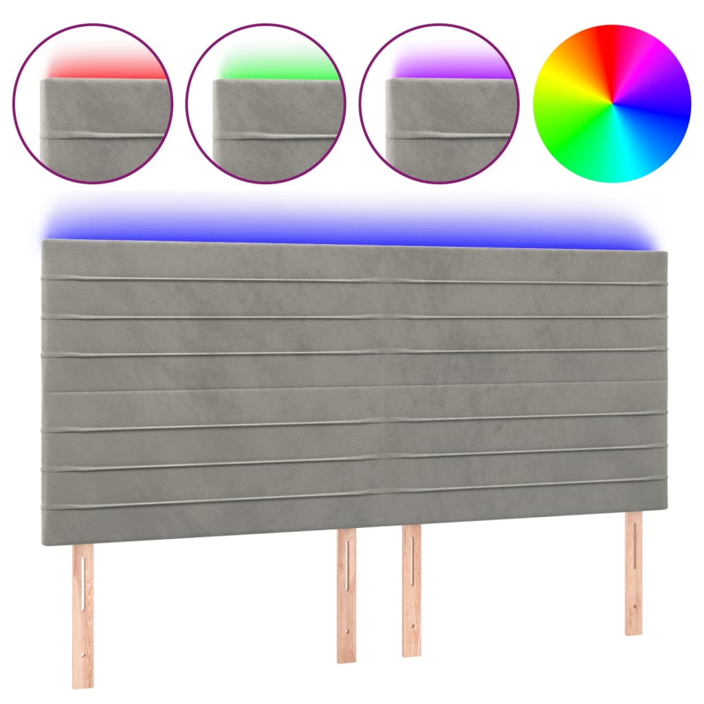 LED uzglavlje svjetlosivo 160x5x118/128 cm baršunasto