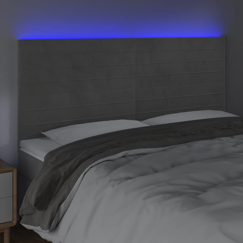 LED uzglavlje svjetlosivo 160x5x118/128 cm baršunasto