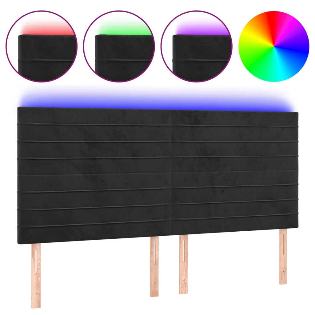 LED uzglavlje crno 160x5x118/128 cm baršunasto