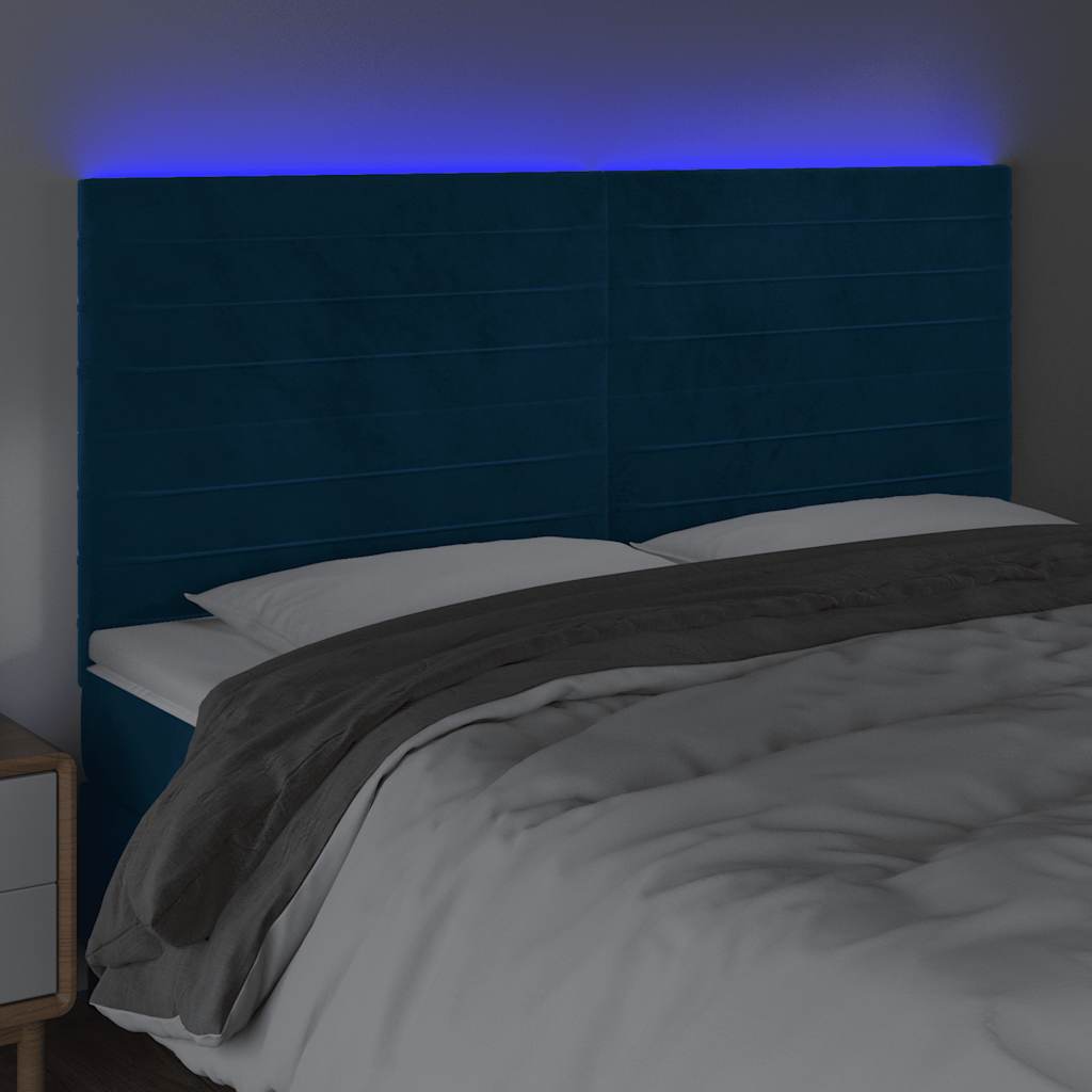 LED uzglavlje tamnoplavo 160x5x118/128 cm baršunasto