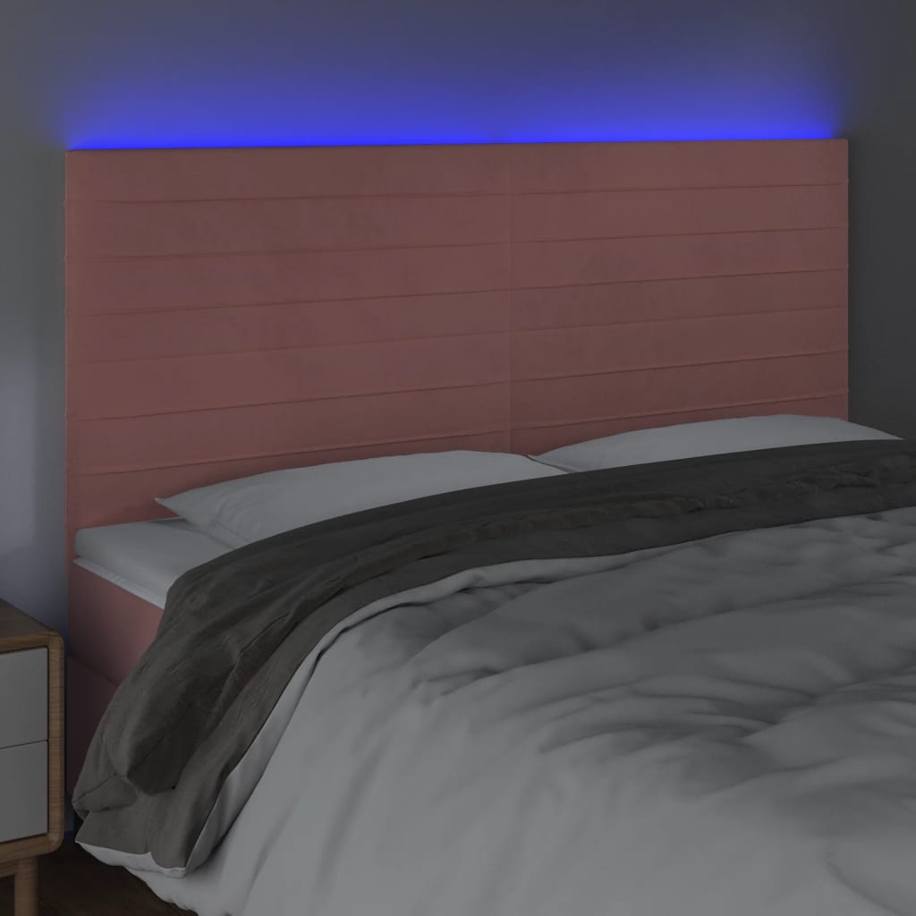 LED uzglavlje ružičasto 160x5x118/128 cm baršunasto