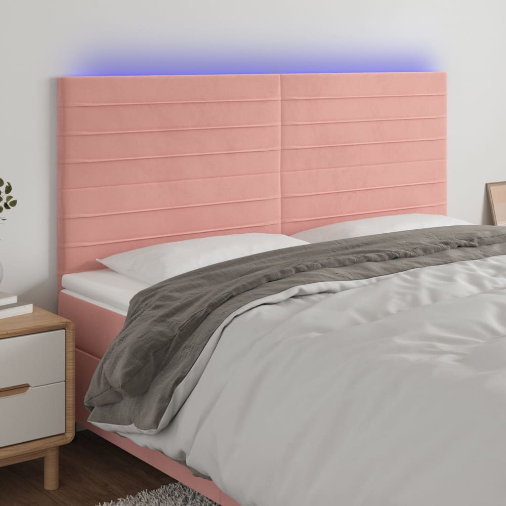 LED uzglavlje ružičasto 160x5x118/128 cm baršunasto
