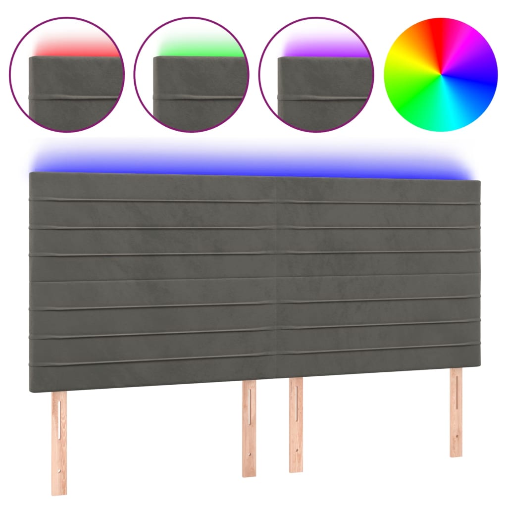 LED uzglavlje tamnosivo 180x5x118/128 cm baršunasto