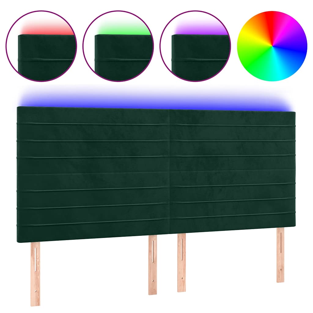 LED uzglavlje tamnozeleno 180x5x118/128 cm baršunasto